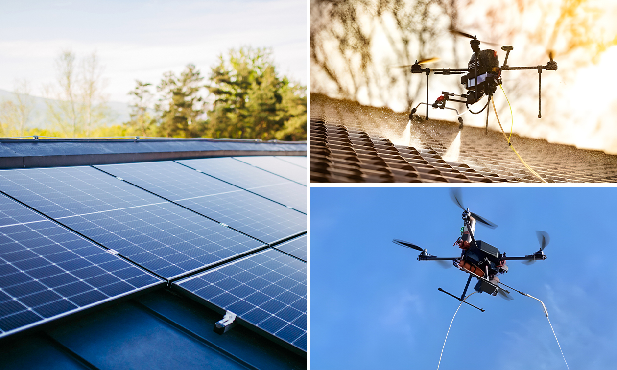 Zonnepanelenreiniging met een drone in heel België