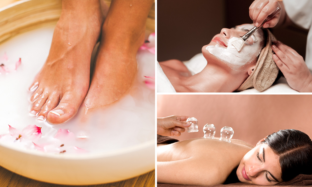 Detox ionen voetenbad (30 min), glow facial (45 min) of ontspannende cuppingmassage (45 min)