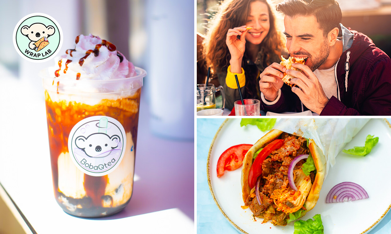 Wrap of loaded fries + bubble tea naar keuze