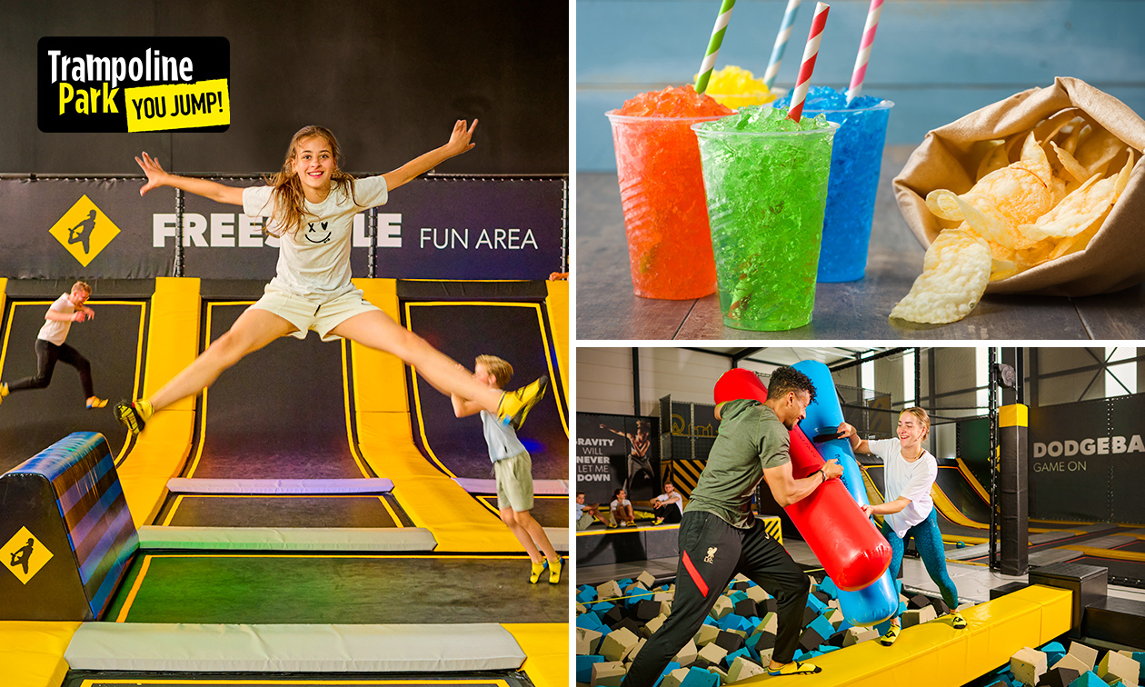 Jump ticket (90 of 120 min) voor You Jump Amsterdam-Oost + sokken + chips + slushy