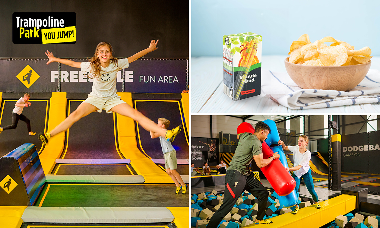 Jump ticket (90 of 120 min) voor You Jump Hasselt + sokken + chips + Minute Maid