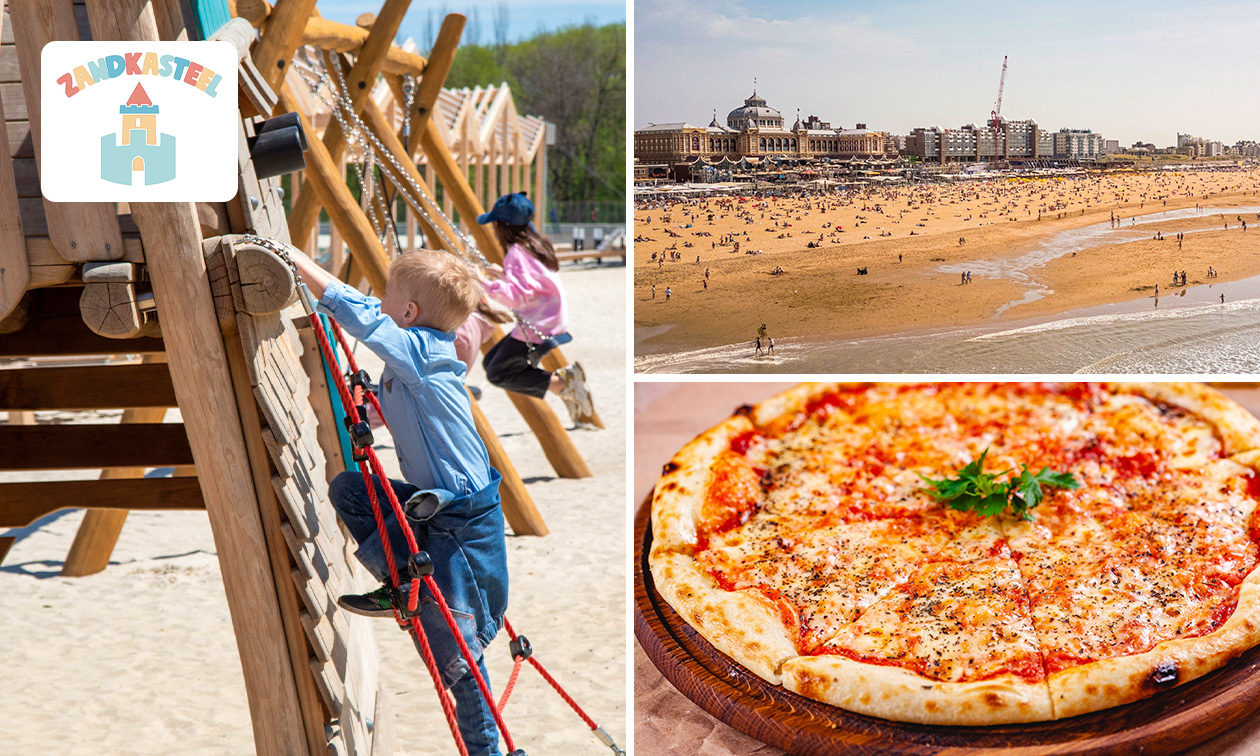 Entree kind speeltuin met beachclub + begeleiders + pizza naar keuze in Scheveningen