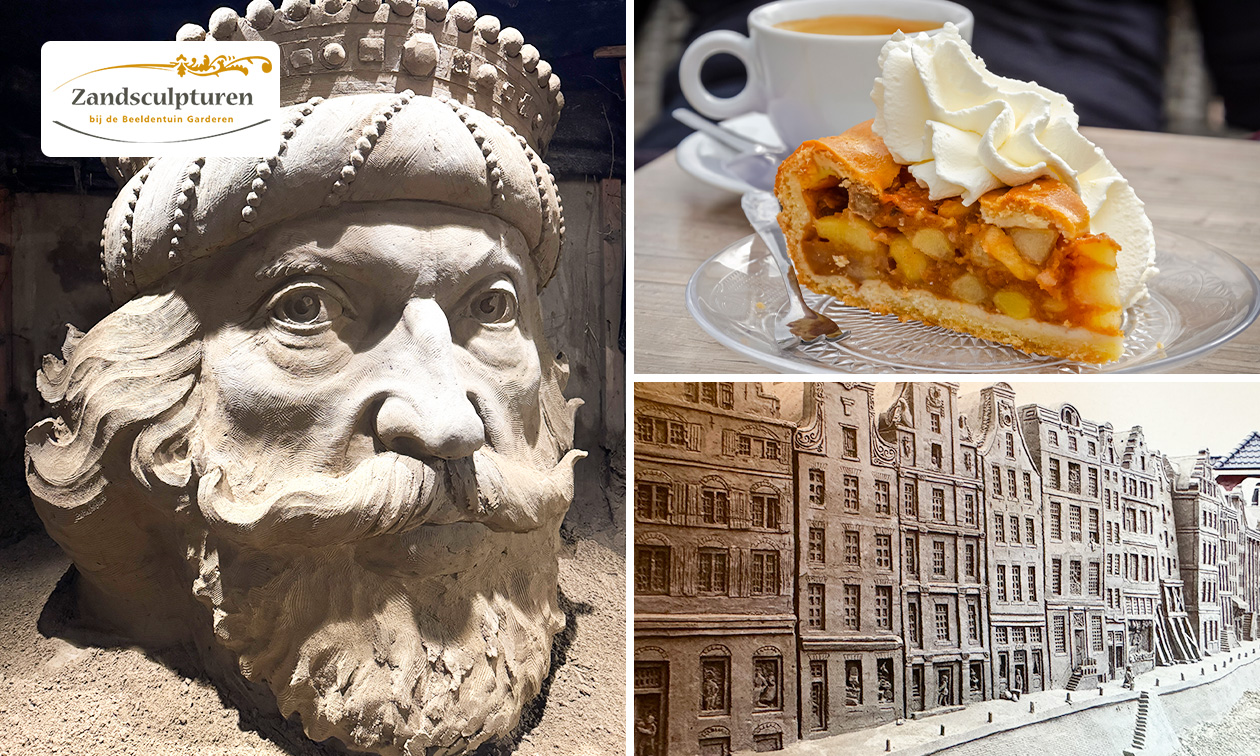 Entree voor Zandsculpturen Garderen + koffie/ thee en appelgebak